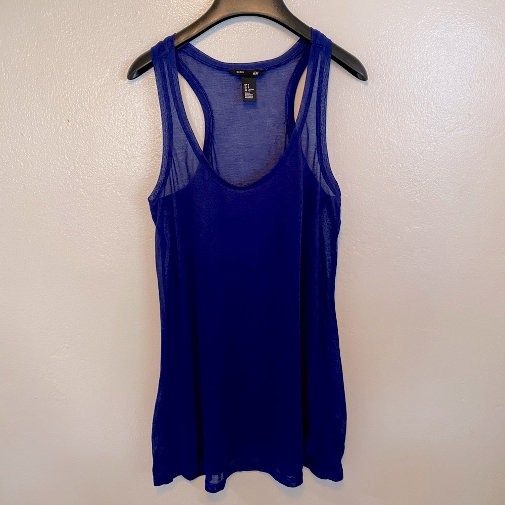 NWOT H&M Sheer Blue Razorback Tank